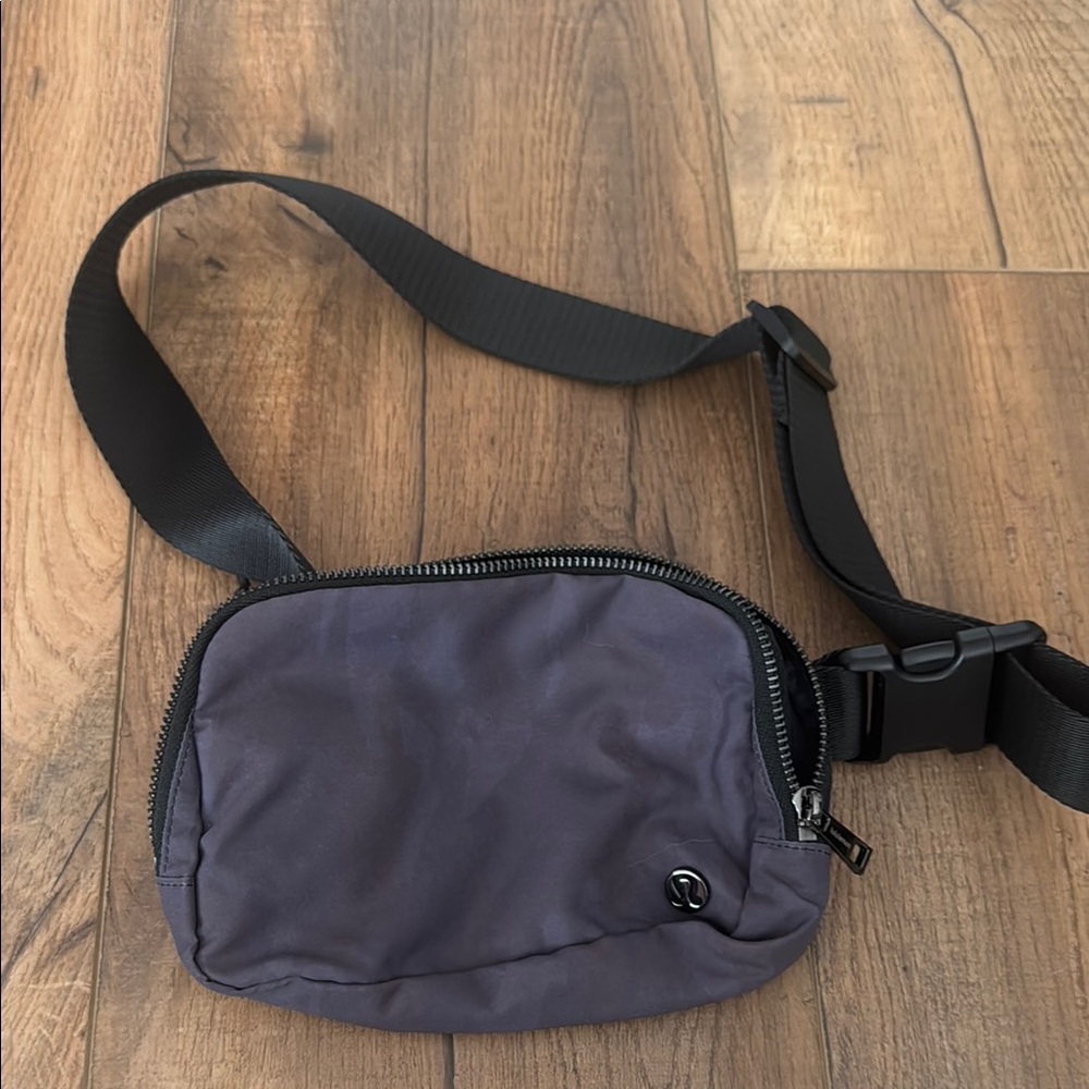 Black and Gray Belt Bag with Adjustable Strap